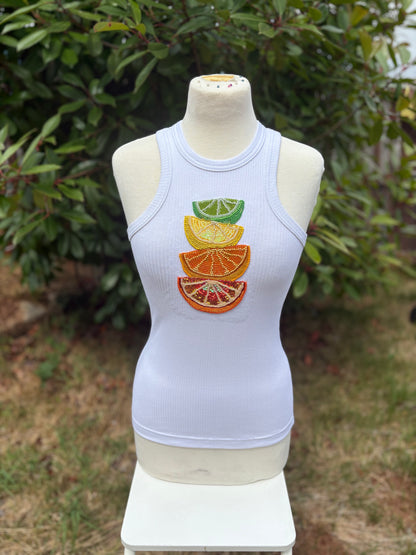 Citrus Bloom – Hand-Beaded Tank Top