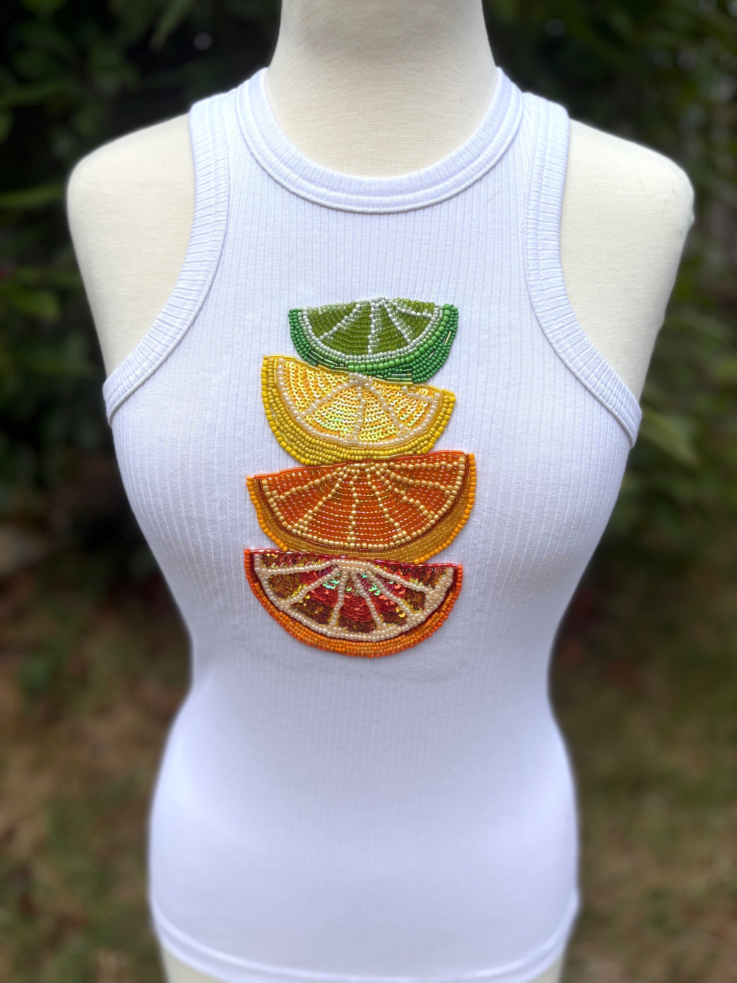 Citrus Bloom – Hand-Beaded Tank Top