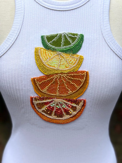 Citrus Bloom – Hand-Beaded Tank Top