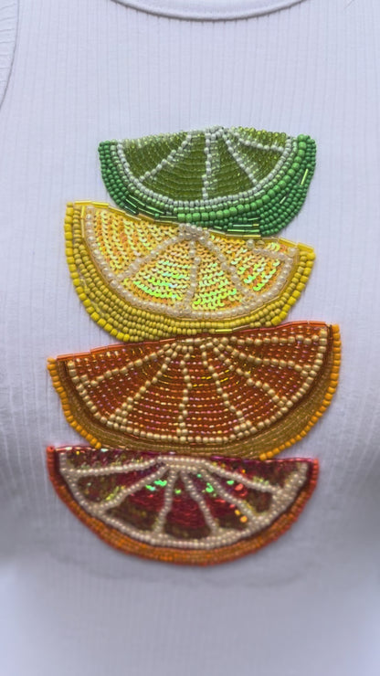 Citrus Bloom – Hand-Beaded Tank Top