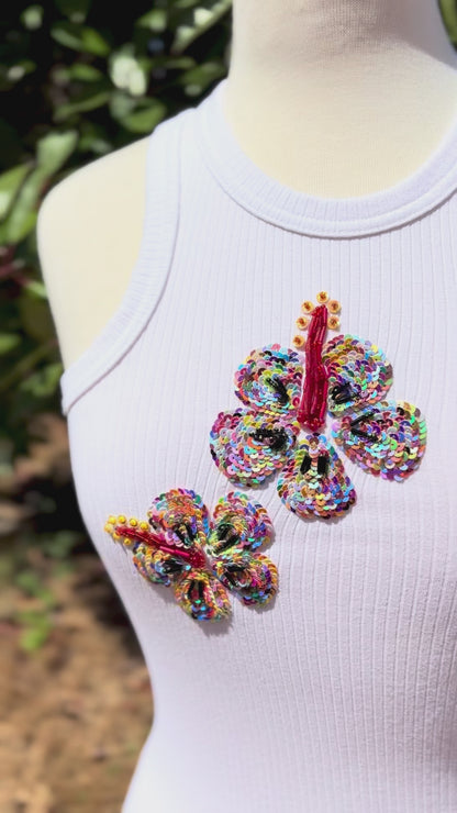 Rainbow Bloom – Hand-Beaded Floral Tank Top